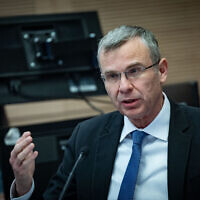 Justice Minister Yariv Levin attends a meeting of the Knesset Constitution, Law and Justice Committee, January 21, 2025. (Yonatan Sindel/Flash90)
