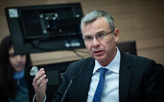 Justice Minister Yariv Levin attends a meeting of the Knesset Constitution, Law and Justice Committee, January 21, 2025. (Yonatan Sindel/Flash90)