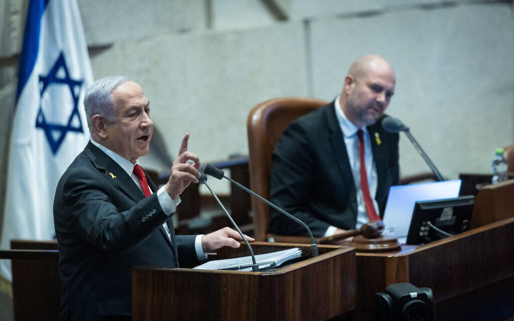 Netanyahu tells Knesset he’s returned from the US with a ‘revolutionary’ vision for Gaza