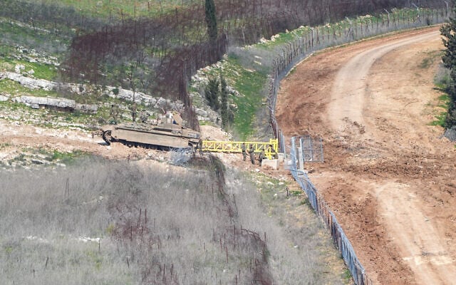 Israeli soldiers seen on the border with Lebanon, on February 17, 2025. (Ayal Margolin/Flash90)