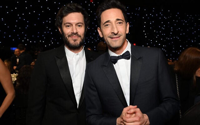 Adam Brody, left, poses with fellow US actor Adrien Brody at the 30th Annual Critics Choice Awards in Santa Monica, California, February 7, 2025. (Michael Kovac/Getty Images for Critics Choice Association via JTA)