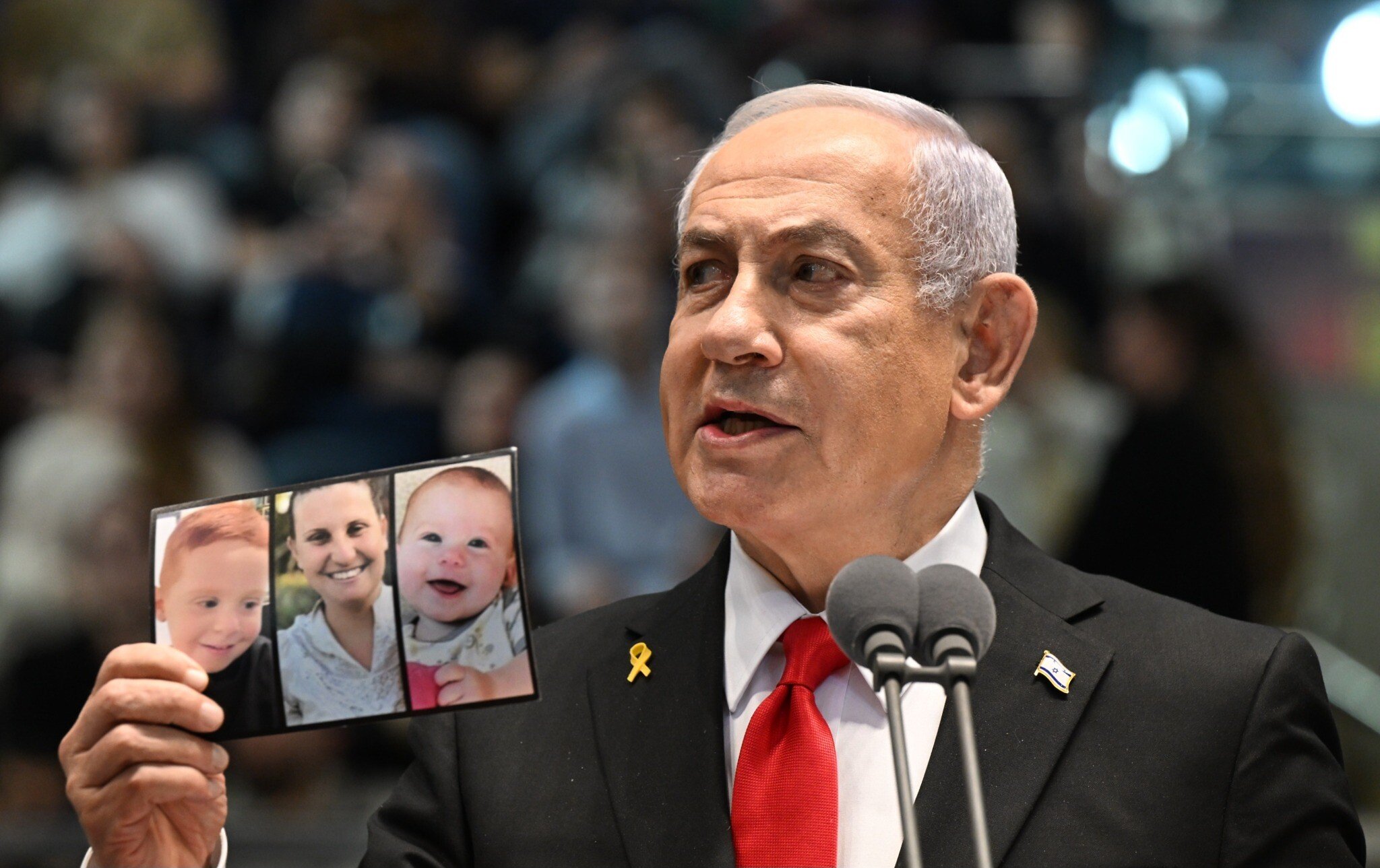 NextImg:Bibas family tells Netanyahu to ‘shut up,’ as he details the murders of Shiri, Ariel and Kfir