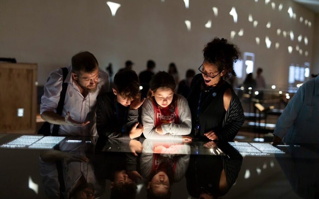 Visitors on a tour at the new National Library of Israel in 2024 (Courtesy)