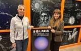 Anat Hetz-Golan, left, manager of Solaris, and Dr. Marina Hetz, CEO of Space Valley, which built and operates the first and only national solar observatory, in the Druze village of Isfiya on Mount Carmel on February 24, 2025. (Diana Bletter/Times of Israel