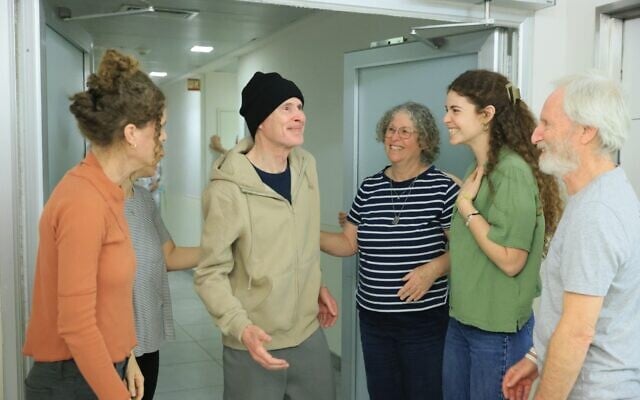 Released hostage Keith Siegel reunites with his family at Tel Aviv's Sourasky Medical Center (Ichilov Hospital) on February 1, 2025. (Israel Defense Forces)