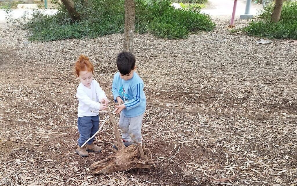 In this undated photo, Yoav Avital (right) plays with his friend, the late Ariel Bibas, who was murdered by Hamas terrorists in Gaza.(Spokeswoman, Kibbutz Nir Oz)