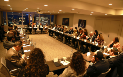 Foreign Minister Gideon Sa'ar meets with Jewish and pro-Israel leaders in Brussels, February 25, 2025. (Shalev Man/Foreign Ministry)