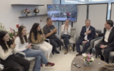 US Mideast envoy Steve Witkoff (second from right) meets with four IDF soldiers freed from Gaza captivity, at the Rabin Medical Center in Petah Tikva, January 30, 2025. (Screenshot/ US Embassy)