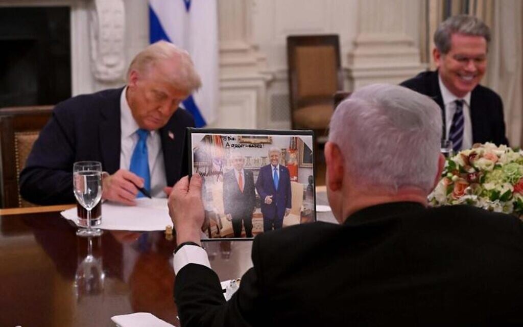 President Donald Trump with Israeli Prime Minister Benjamin Netanyahu at the White House, Feb. 4, 2025, in Washington. (Avi Ohayon/GPO) President Donald Trump with Israeli Prime Minister Benjamin Netanyahu at the White House, Feb. 4, 2025, in Washington. (Avi Ohayon/GPO)