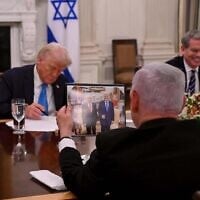 President Donald Trump with Israeli Prime Minister Benjamin Netanyahu at the White House, Feb. 4, 2025, in Washington. (Avi Ohayon/GPO)