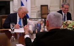 President Donald Trump with Israeli Prime Minister Benjamin Netanyahu at the White House, Feb. 4, 2025, in Washington. (Avi Ohayon/GPO)