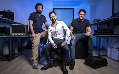 Founders of Israeli startup Quantum Machines (from right to left): Dr. Yonatan Cohen, Dr. Itamar Sivan, and Dr. Nissim Ofek. (Ilya Melnikov)