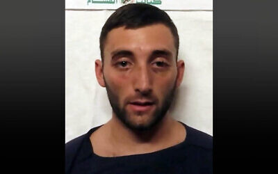 Hostage Matan Angrest in a first image released by his family from Hamas captivity, March 3, 2025. (Courtesy)