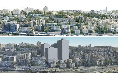 Before and after images of Jerusalem's Rasco neighborhood under a proposed construction project (Rasco protest organization)