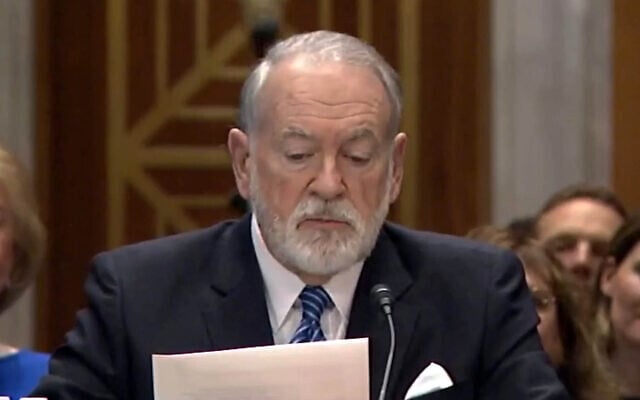 US nominee to serve as ambassador to Israel Mike Huckabee testifies before the Senate Foreign Relations Committee on March 25, 2025. (Screen capture) US nominee to serve as ambassador to Israel Mike Huckabee testifies before the Senate Foreign Relations Committee on March 25, 2025. (Screen capture)