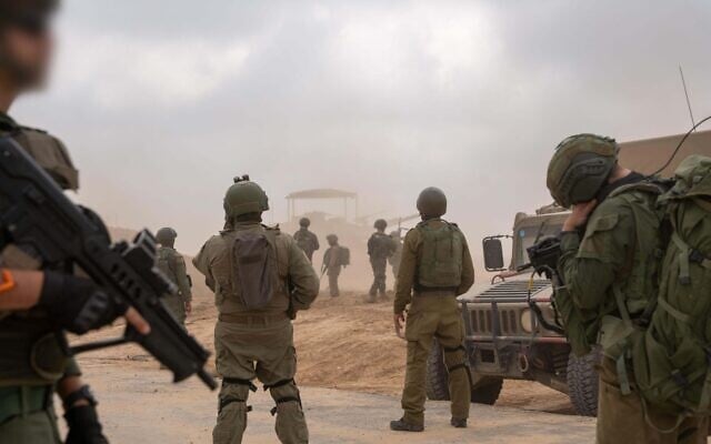 Troops of the Gaza Division operate in the southern Gaza Strip, in a handout photo issued by the military on March 19, 2025. (Israel Defense Forces) Troops of the Gaza Division operate in the southern Gaza Strip, in a handout photo issued by the military on March 19, 2025. (Israel Defense Forces)