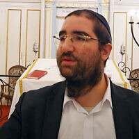 Rabbi Arié Engelberg, chief rabbi of Orleans, France giving an online sermon. Engelberg and his son were assaulted on March 22, 2025, in what French authorities described as an antisemitic hate crime. (Screenshot/Arié Engelberg, Youtube)