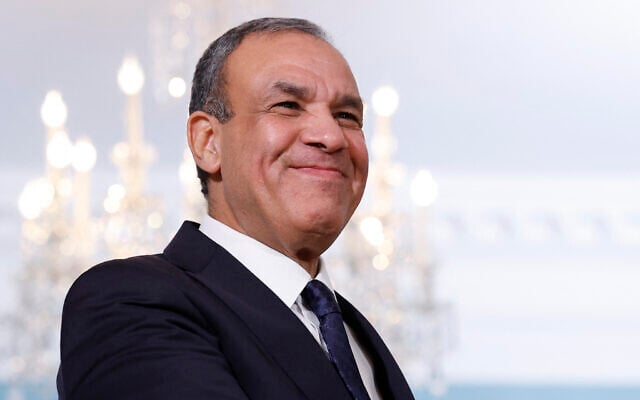 Egyptian Foreign Minister Badr Abdelatty ahead of a meeting in the US State Department Building in Washington, DC, February 10, 2025. (Anna Moneymaker / GETTY IMAGES NORTH AMERICA / Getty Images via AFP) Egyptian Foreign Minister Badr Abdelatty ahead of a meeting in the US State Department Building in Washington, DC, February 10, 2025. (Anna Moneymaker / GETTY IMAGES NORTH AMERICA / Getty Images via AFP)