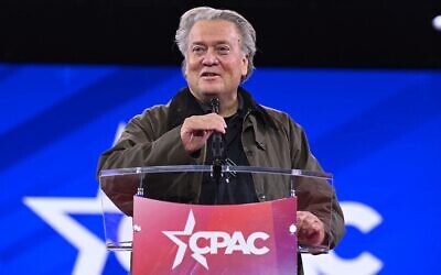 Steve Bannon speaks at the annual Conservative Political Action Conference (CPAC)in Oxon Hill, Maryland, on February 20, 2025. (Saul Loeb/AFP)