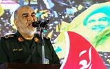 IRGC commander-in-chief Major General Hossein Salami speaks during a memorial service for slain Hezbollah leader Hasssan Nasrallah and his successor Hashem Safieddine at Tehran's Grand Mosque in Iran's capital Tehran on February 23, 2025. (ATTA KENARE / AFP)
