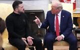 US President Donald Trump, right, and Ukrainian President Volodymyr Zelensky clash in the Oval Office at the White House on February 28, 2025, in Washington, DC. (Andrew Harnik/Getty Images/AFP)