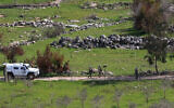 UNIFIL peacekeeping troops patrol the southern Lebanese village of Ramia near the southern border on March 5, 2025. (Mahmoud ZAYYAT / AFP)