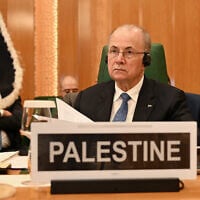 Palestinian Prime Minister and Foreign Minister Mohammad Mustafa attends an Extraordinary Session of the Council of Foreign Ministers of the Member States of The Organisation of Islamic Cooperation (OIC) in Jeddah on March 7, 2025. (Amer HILABI / AFP)