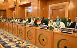 Diplomats attend an Extraordinary Session of the Council of Foreign Ministers of the Member States of The Organisation of Islamic Cooperation (OIC) in Jeddah on March 7, 2025 (Amer HILABI / AFP)