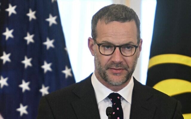 US hostage envoy Adam Boehler speaks during a ceremony at the State Department in Washington on March 6, 2025. (Jim Watson/AFP) US hostage envoy Adam Boehler speaks during a ceremony at the State Department in Washington on March 6, 2025. (Jim Watson/AFP)