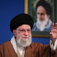 A handout picture provided by the Iranian supreme leader Ayatollah Ali Khamenei's office on March 21, 2025, shows him addressing the crowd during his annual Nowruz speech, in Tehran, Iran. (KHAMENEI.IR / AFP)