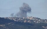 Smoke billows after an Israeli airstrike targeting Hezbollah in the southern Lebanese village of Sejoud on March 22, 2025. (Rabih DAHER / AFP)