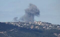 Smoke billows after an Israeli airstrike targeting Hezbollah in the southern Lebanese village of Sejoud on March 22, 2025. (Rabih DAHER / AFP)
