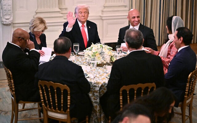 US President Donald Trump attends an Iftar dinner in the State Dining Room of the White House in Washington, DC, on March 27, 2025 (Photo by Mandel NGAN / AFP) US President Donald Trump attends an Iftar dinner in the State Dining Room of the White House in Washington, DC, on March 27, 2025 (Photo by Mandel NGAN / AFP)