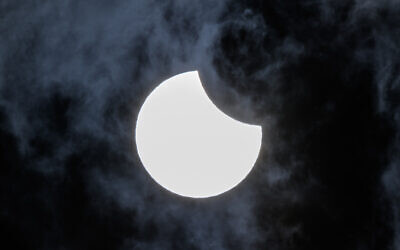 This photograph shows a partial solar eclipse seen from Nantes on March 29, 2025 (Loic VENANCE / AFP)
