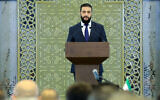 Syrian interim President Ahmed Sharaa speaks in Damascus, Syria, March 29, 2025. (Syrian Presidency/AFP)