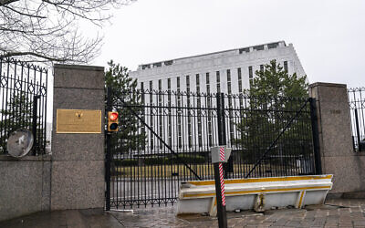 The Russian Embassy is seen in Washington, February 24, 2022. (J. Scott Applewhite/AP)