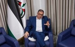 Bassem Naim, an official in Hamas's political wing, speaks in Istanbul, Turkey, December 5, 2024. (AP/Francisco Seco)