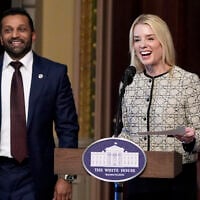 Attorney General Pam Bondi speaks during a ceremonial swearing-in of Kash Patel, President Donald Trump's new director of the FBI on February 21, 2025, in Washington DC. (AP Photo/ Mark Schiefelbein)