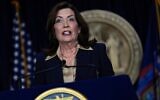 New York Gov. Kathy Hochul speaks at a news conference, Feb. 20, 2025, in New York. (AP Photo/Julia Demaree Nikhinson, File)