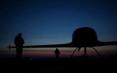 Ukrainian servicemen of the Defence Intelligence prepare to launch long-range drones An-196 Liutyi in undisclosed location, Ukraine, February 28, 2025. (AP Photo/Evgeniy Maloletka)