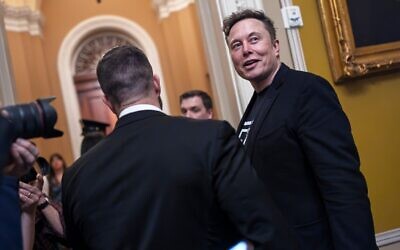 Elon Musk departs the Capitol following a meeting with Senate Republicans, in Washington, March 5, 2025. (AP Photo/J. Scott Applewhite)