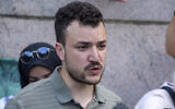 US student negotiator Mahmoud Khalil on the Columbia University campus in New York at an anti-Israel, pro-Palestinian protest encampment on April 29, 2024. (Ted Shaffrey/AP)