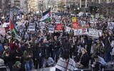 Protesters gather for a demonstration in support of Palestinian anti-Israel activist Mahmoud Khalil, March 10, 2025, in New York. (AP Photo/Yuki Iwamura)