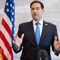 US Secretary of State Marco Rubio speaks to the media during a refueling stop at Shannon Airport in Shannon, Ireland, on March 12, 2025.  (Saul Loeb/Pool Photo via AP)