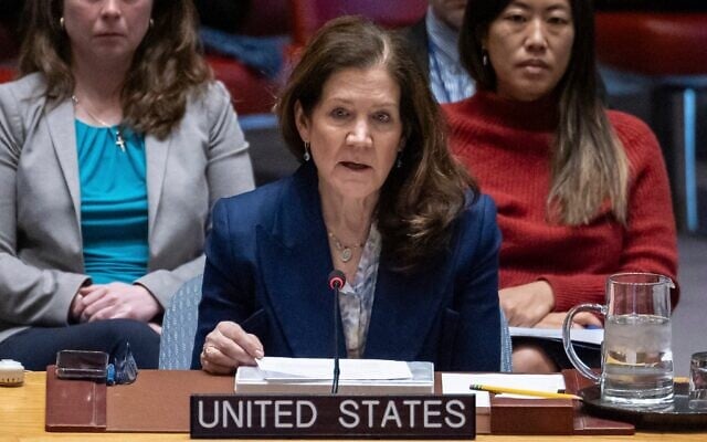 US Deputy Ambassador to the UN Dorothy Camille Shea speaks during a Security Council meeting at the United Nations headquarters, March 18, 2025. (AP Photo/Yuki Iwamura) US Deputy Ambassador to the UN Dorothy Camille Shea speaks during a Security Council meeting at the United Nations headquarters, March 18, 2025. (AP Photo/Yuki Iwamura)