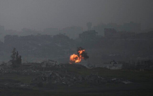 An explosion erupts in the northern Gaza Strip, as seen from southern Israel, on Tuesday, March 18, 2025. (AP Photo/Leo Correa) An explosion erupts in the northern Gaza Strip, as seen from southern Israel, on Tuesday, March 18, 2025. (AP Photo/Leo Correa)