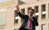 Istanbul's Mayor Ekrem Imamoglu addresses his supporters in front of the Istanbul courthouse, in Istanbul, Turkey, January 31, 2025. (AP Photo/Emrah Gurel)