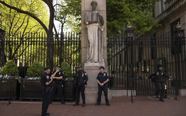 Police officers stand guard outside Columbia University, May 2, 2024, in New York. (AP Photo/Yuki Iwamura) Police officers stand guard outside Columbia University, May 2, 2024, in New York. (AP Photo/Yuki Iwamura)