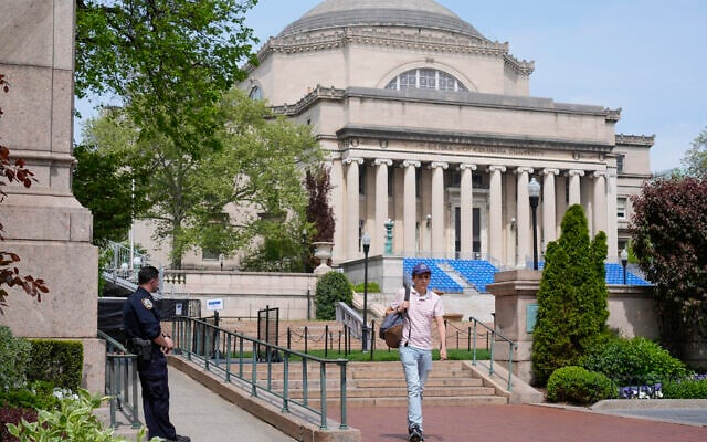 A New York City police officer keeps watch on the campus of Columbia University in New York, Monday, May 6, 2024. (AP/Seth Wenig) A New York City police officer keeps watch on the campus of Columbia University in New York, Monday, May 6, 2024. (AP/Seth Wenig)