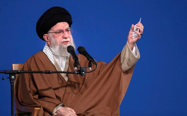 Supreme Leader Ayatollah Ali Khamenei speaks to a group of people and officials in Tehran, Iran, on March 21, 2025. (Office of the Iranian Supreme Leader via AP) Supreme Leader Ayatollah Ali Khamenei speaks to a group of people and officials in Tehran, Iran, on March 21, 2025. (Office of the Iranian Supreme Leader via AP)